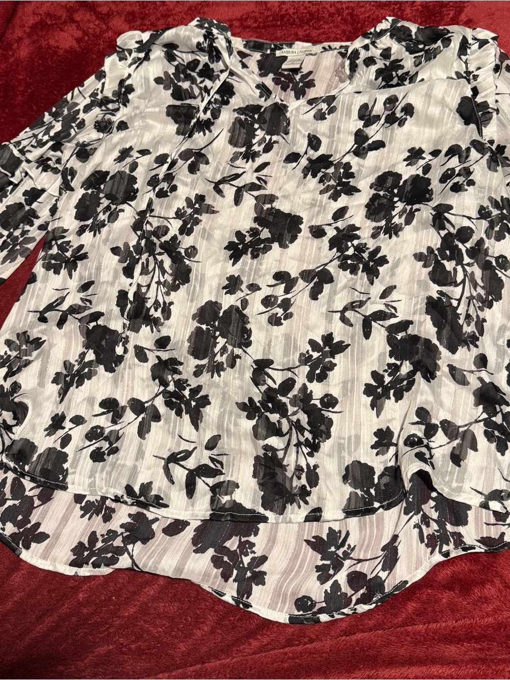 White & Black Floral Blouse